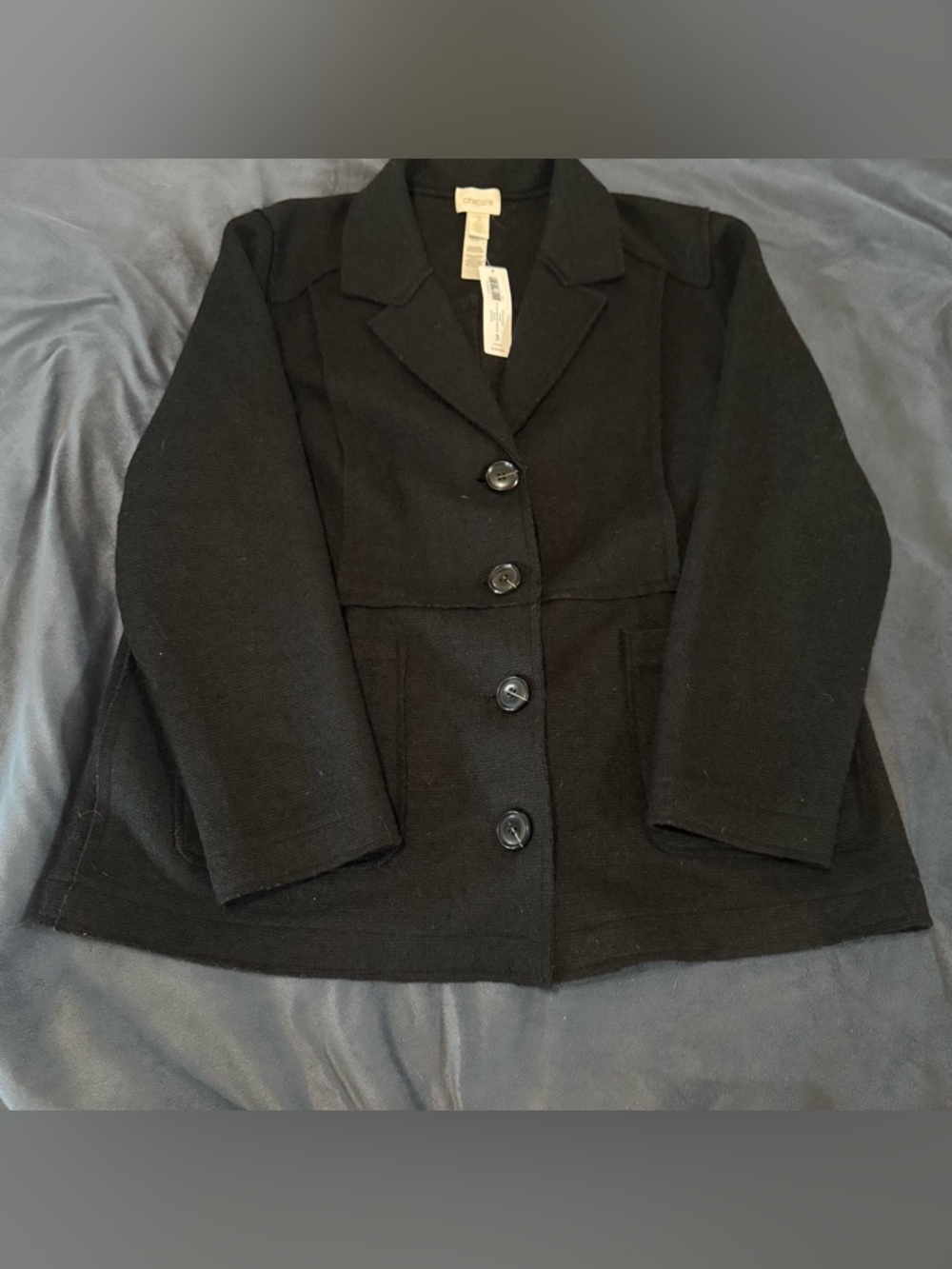 Chico’s  Black Single-Breasted Wool Blend Jacket